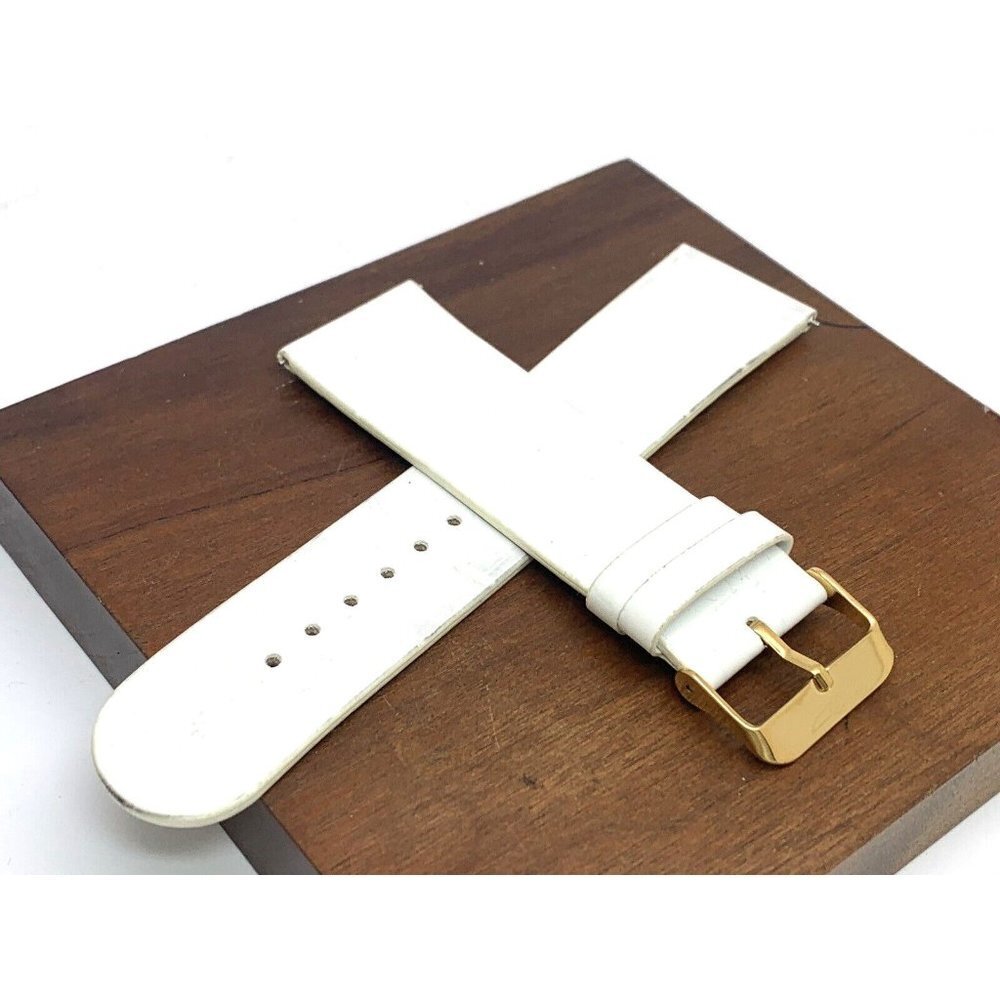 Invicta Watch Replacement Band White Leather 26mm Gold Tone Clasp